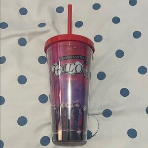 Collectible Pink and Purple Seventeen Tour Again Follow Tumbler with Straw.